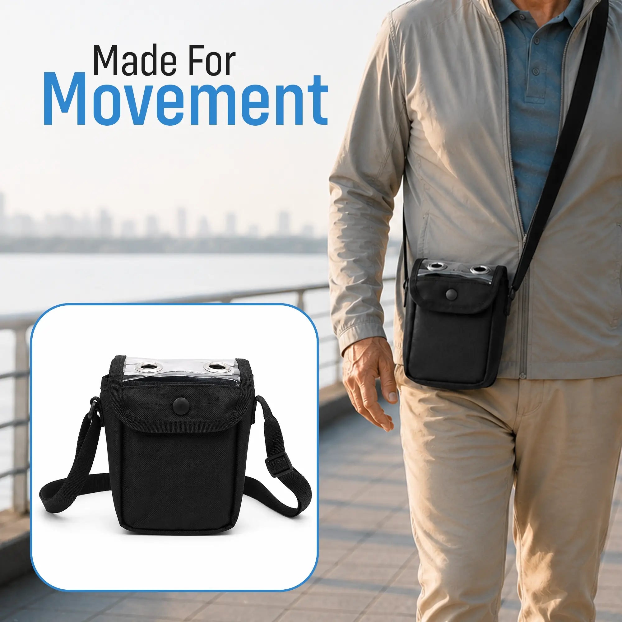 Protective Carry Bag For 1-3L/Min Portable Oxygen Concentrator | Adjustable Shoulder Support