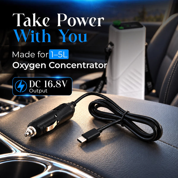 Car Charging Cable for 1-5L Portable Oxygen Concentrator