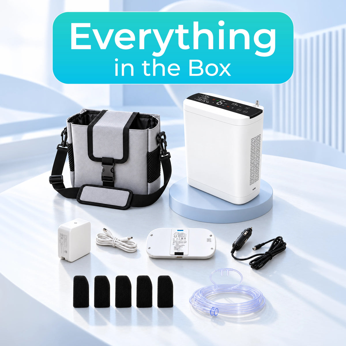 1-10L Portable Oxygen Concentrator for Home, Car & Travel | 90% ±6% O₂ Purity | Up to 12-Hour Battery Life