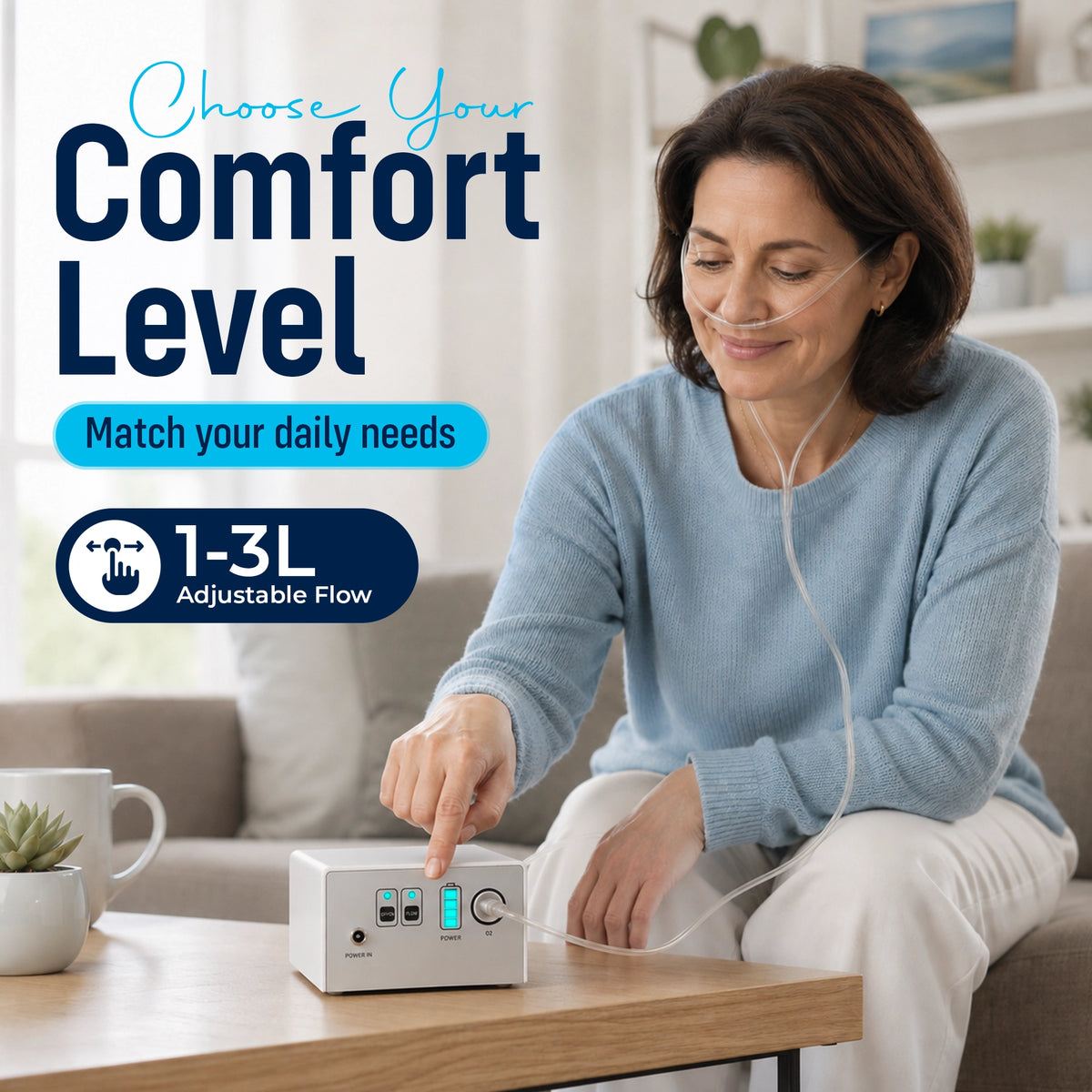 1–3L/Min Portable Oxygen Concentrator | 1.1lb Lightweight Design | Free Carry Bag