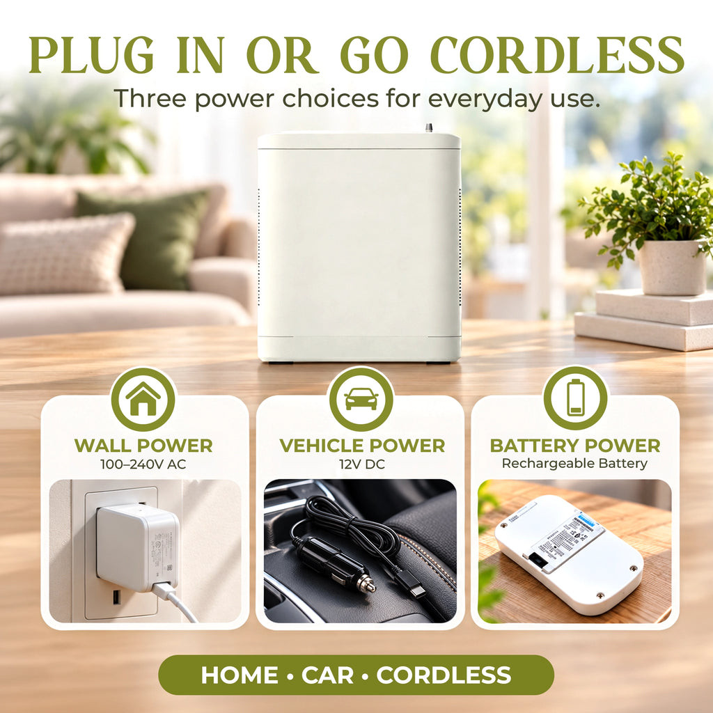 1–8L Portable Oxygen Concentrator for Home & Travel | Pulse + Constant + Continuous Flow | ≥90% O₂ Purity | Up to 24-Hours Battery Life