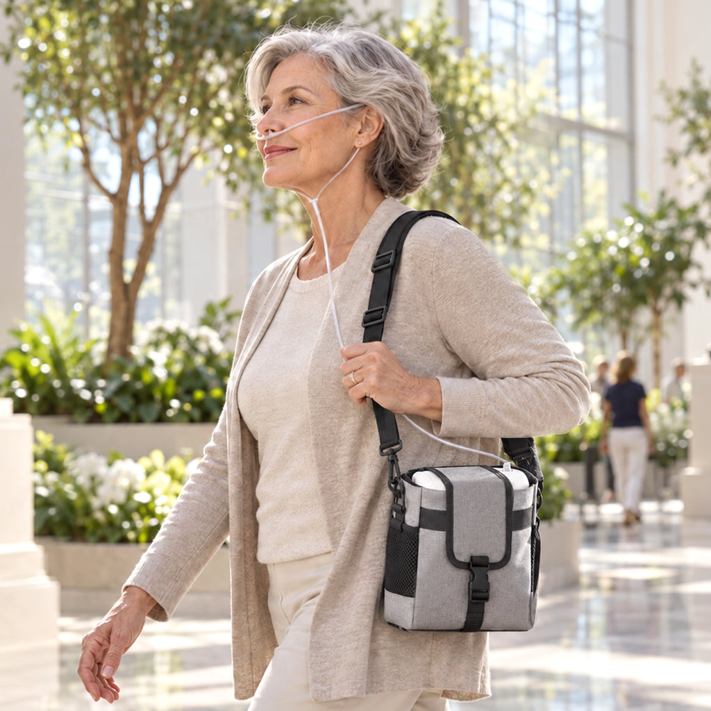 1–8L Portable Oxygen Concentrator for Home & Travel | Pulse + Constant + Continuous Flow | ≥90% O₂ Purity | Up to 24-Hours Battery Life