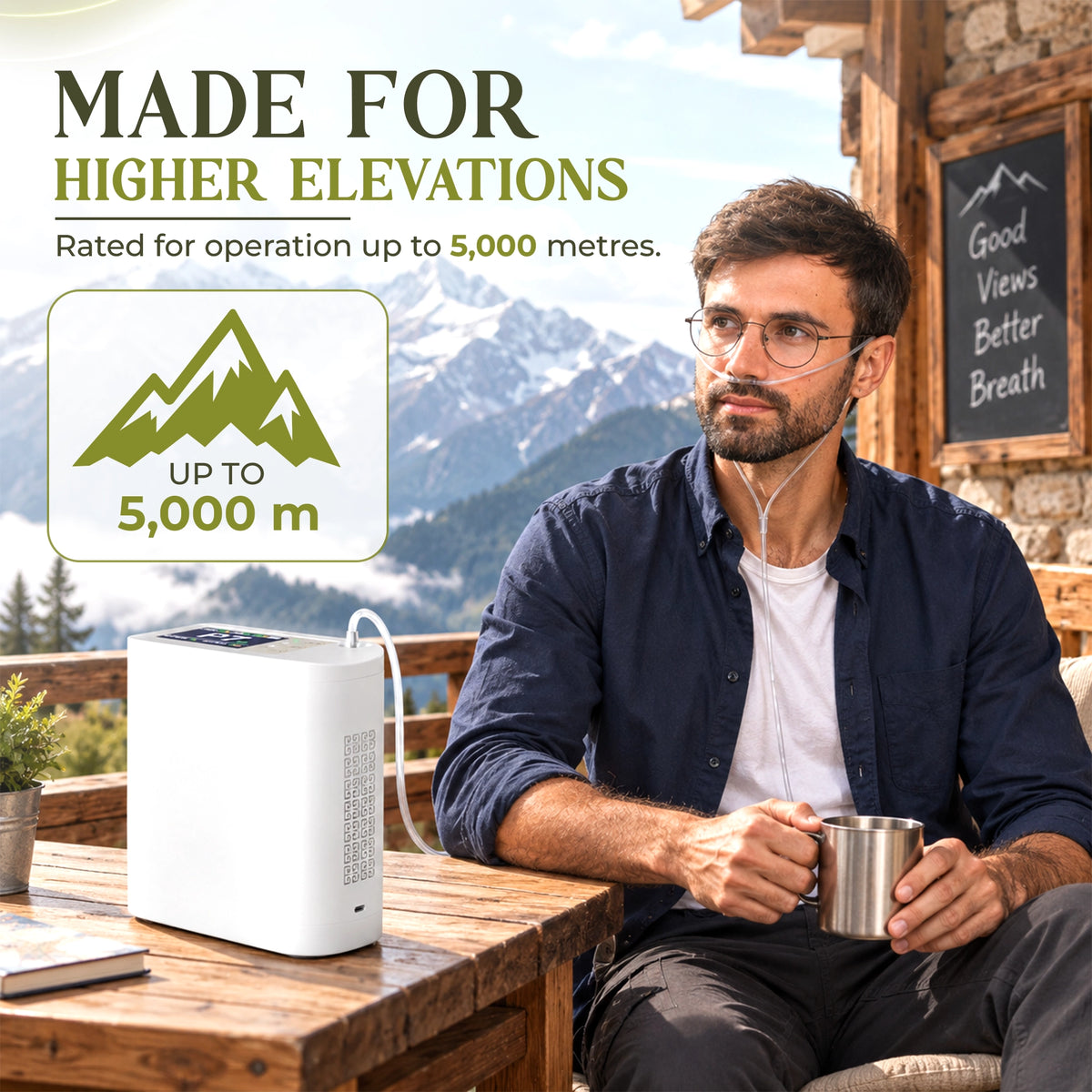 1–8L Portable Oxygen Concentrator for Home & Travel | Pulse + Constant + Continuous Flow | ≥90% O₂ Purity | Up to 24-Hours Battery Life