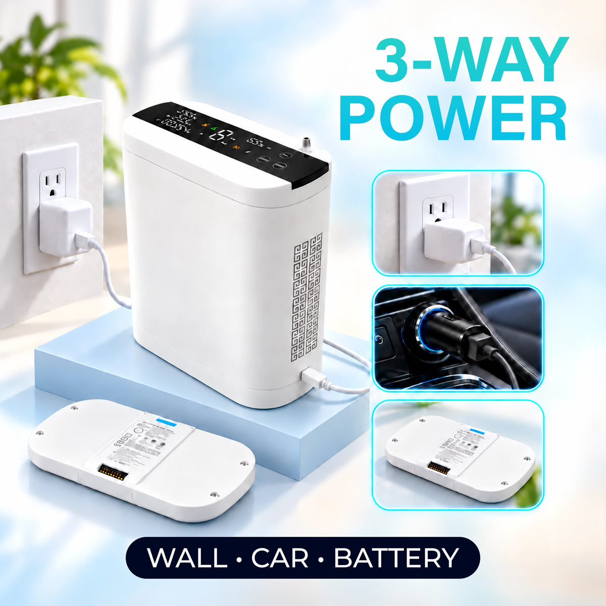 1-10L Portable Oxygen Concentrator for Home, Car & Travel | 90% ±6% O₂ Purity | Up to 12-Hour Battery Life