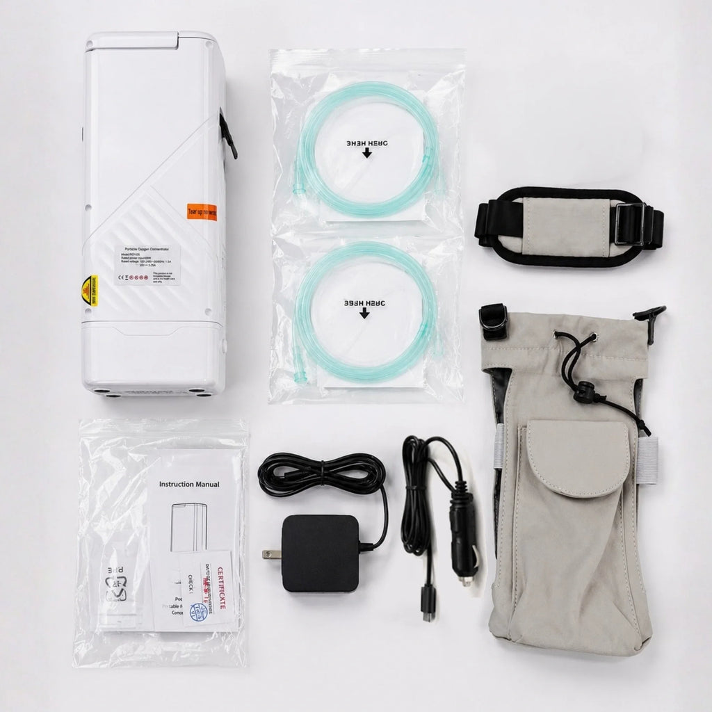 Rechargeable 1-5L Portable Oxygen Concentrator | 95% Oxygen Purity | 6400mAh Li-ion Battery | Free Shipping