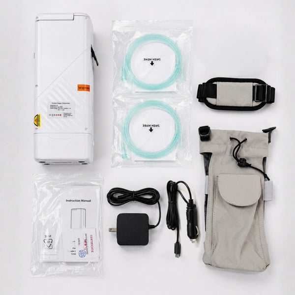 Rechargeable 1-5L Portable Oxygen Concentrator | 95% Oxygen Purity | 6400mAh Li-ion Battery | Free Shipping