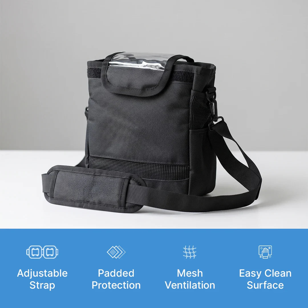 Protective Carry Bag For 1-3L/Min Portable Oxygen Concentrator | Adjustable Shoulder Support