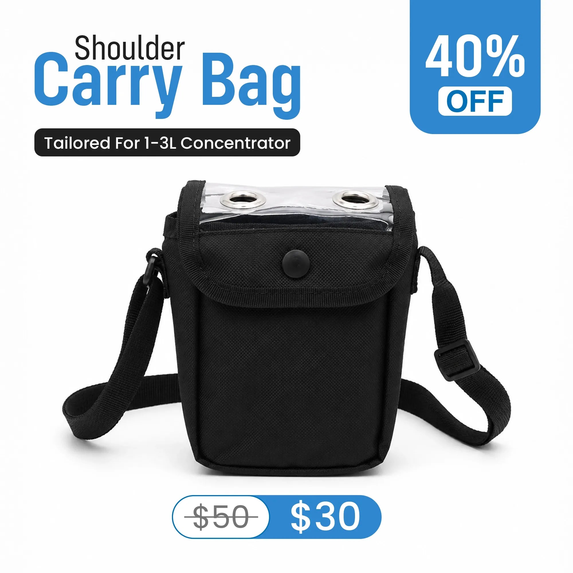 Protective Carry Bag For 1-3L/Min Portable Oxygen Concentrator | Adjustable Shoulder Support