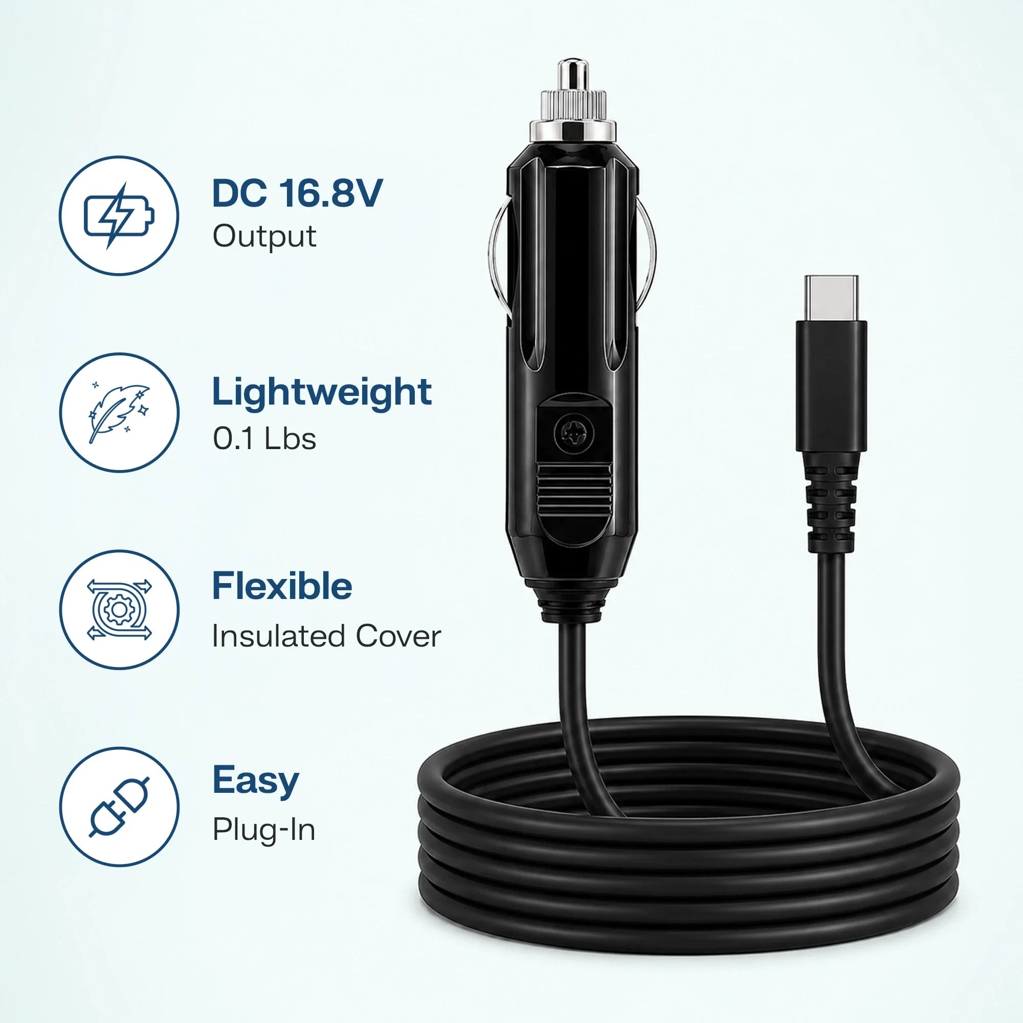 Car Charging Cable For 1-7L/Min Portable Oxygen Concentrator | 16.8V Vehicle Power Support