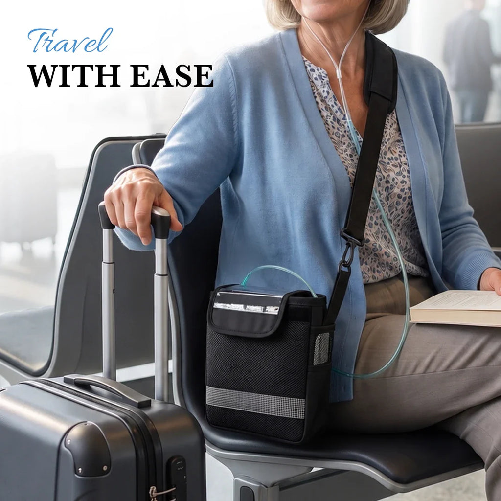 Protective Carry Bag For 1-3L/Min Portable Oxygen Concentrator | Adjustable Shoulder Support
